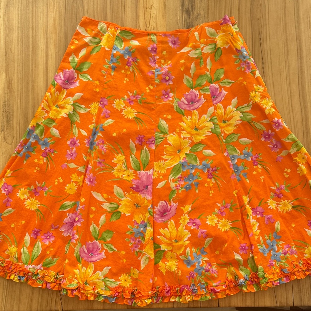 Floral Orange Skirt Size 8 Jones New York